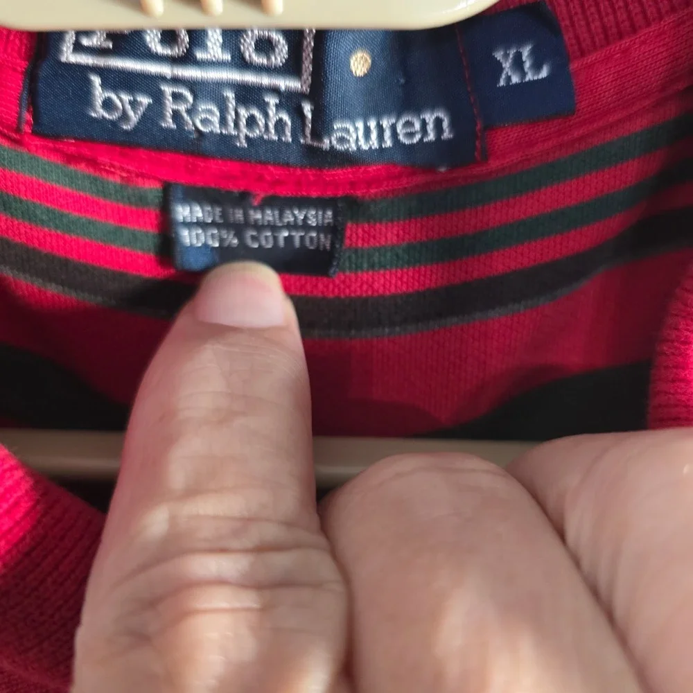 Polo Ralph Lauren Men's XL Striped Polo Shirt Red Green Casual Top‎